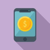 Online coin money icon flat vector. Phone pay vector