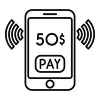 vector de contorno de icono de pago rápido móvil. servicio digital