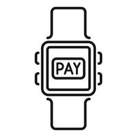 Pay nfc smartwatch icon outline vector. Online money vector