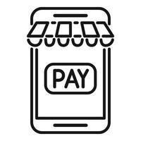 vector de contorno de icono de tienda en línea de pago. pago de dinero