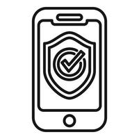 vector de contorno de icono de pago móvil seguro. pago en línea