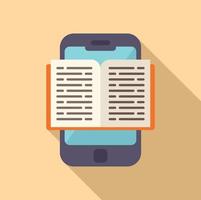 Smartphone read book icon flat vector. Online people vector