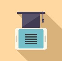 Online graduation icon flat vector. Home video vector