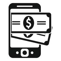 vector simple de icono de dinero en efectivo en línea. pago telefonico
