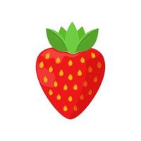 ilustración vectorial de fresas aisladas. jugosas bayas maduras sobre fondo blanco. frutas tropicales de verano con sombras y reflejos. vector