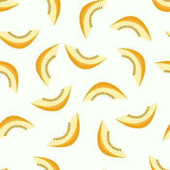 patrón sin fisuras con melones y trozos de ella. vector patrón infinito con fruta fresca sobre un fondo de verano.