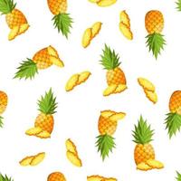 Summer pattern with pineapples. Vector seamless pattern with tropical fruits and their slices.