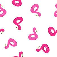 Vector seamless pattern with inflatable flamingos. Toys for the beach and pool. Summer print.