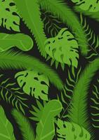 Poster with tropical leaves. Vector illustration of a discounted summer banner.