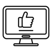 Thumb up marketing icon outline vector. Online strategy vector