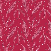 Viva Magenta color trend 2023 pattern, seed pod doodles. vector