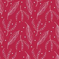 Viva Magenta color trend 2023 pattern, seed pod doodles. vector