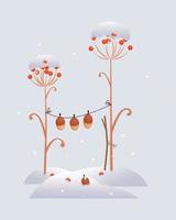 Winter landscape. Snow background. Snowdrifts, snowfall. vector