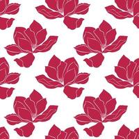 Viva Magenta color of the year 2023 pattern with magnolia . vector