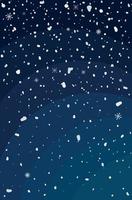 Vector illustration of snowfall. Night winter view. Endless illustration of snowflake.