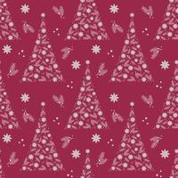 Pattern Viva Magenta color 2023 Merry Christmas Happy New Year horizontal , tree star anise berry. vector