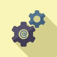 Gear online marketing icon flat vector. Media internet vector