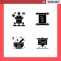 4 Icon Pack Solid Style Glyph Symbols on White Background Simple Signs for general designing Creative Black Icon vector background