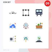 Set of 9 Modern UI Icons Symbols Signs for wedding merroir maps upload cloud Editable Vector Design Elements