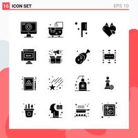 Collection of 16 Vector Icons in solid style Modern Glyph Symbols for Web and Mobile Solid Icon Sign Isolated on White Background 16 Icons Creative Black Icon vector background