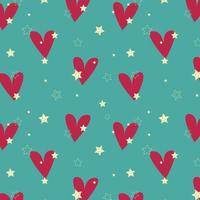 Pattern Love and Passion Viva Magenta color of the year 2023. Shiny gold stars and blue background. Valentines Day, Wedding. vector