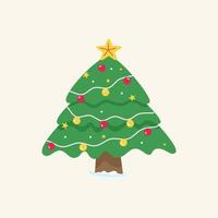 Christmas tree illustration, Cristmas tree flat design style vector