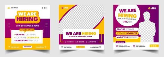 We are hiring job vacancy social media post banner design template with red color. We are hiring job vacancy square web banner design. vector