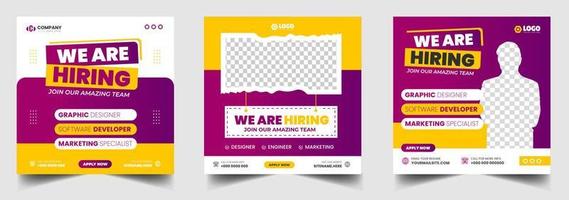 We are hiring job vacancy social media post banner design template with red color. We are hiring job vacancy square web banner design. vector