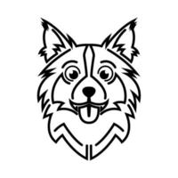 Black and white line art of dog head. Good use for symbol, mascot, icon, avatar, tattoo, T Shirt design, logo or any design vector