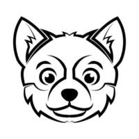 Black and white line art of dog head. Good use for symbol, mascot, icon, avatar, tattoo, T Shirt design, logo or any design vector