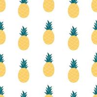 Fresh pineapple seamless pattern. Exotic and tropical fruit seamless pattern. Flat, hand drawn texture for wallpaper, textile, fabric, paper. vector
