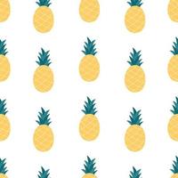 Fresh pineapple seamless pattern. Exotic and tropical fruit seamless pattern. Flat, hand drawn texture for wallpaper, textile, fabric, paper. vector