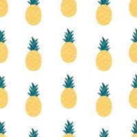 patrón sin costuras de piña fresca. patrón sin costuras de frutas exóticas y tropicales. textura plana dibujada a mano para papel tapiz, textil, tela, papel. vector