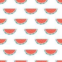 Fresh watermelon slice seamless pattern. Healthy and organic food. Flat, hand drawn texture for wallpaper, textile, fabric, paper. vector