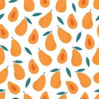 Fresh mango seamless pattern. Exotic and tropical fruit seamless pattern. Healthy food. Flat, hand drawn texture for wallpaper, textile, fabric, paper vector