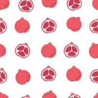 Fresh pomegranate seamless pattern. Exotic and tropical fruit seamless pattern. Healthy food. Flat, hand drawn texture for wallpaper, textile, fabric, paper vector