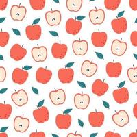 Patrón sin fisuras de manzanas frescas. alimentos saludables y orgánicos. textura plana dibujada a mano para papel tapiz, textil, tela, papel. vector