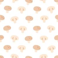 Champignons, mushrooms seamless pattern. Flat, hand drawn texture for wallpaper, textile, fabric, paper. vector