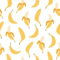 Fresh bananas seamless pattern. Exotic and tropical fruit seamless pattern. Healthy food. Flat, hand drawn texture for wallpaper, textile, fabric, paper. vector