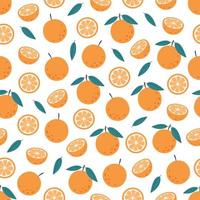 Fresh orange seamless pattern. Citrus fruit seamless pattern. Healthy food. Flat, hand drawn texture for wallpaper, textile, fabric, paper vector