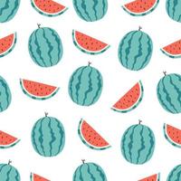 Fresh watermelon seamless pattern. Healthy and organic food. Flat, hand drawn texture for wallpaper, textile, fabric, paper. vector