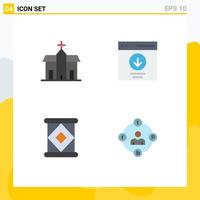 4 Flat Icon concept for Websites Mobile and Apps building user historic download condensed Editable Vector Design Elements