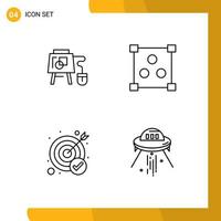 4 User Interface Line Pack of modern Signs and Symbols of mouse success education online space ship Editable Vector Design Elements