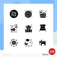 9 Universal Solid Glyphs Set for Web and Mobile Applications home announcement web user campaign Editable Vector Design Elements