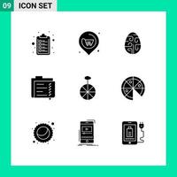 9 Universal Solid Glyphs Set for Web and Mobile Applications wheel file decoration document archive Editable Vector Design Elements