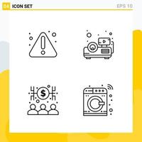 colección de 4 iconos de línea universal conjunto de iconos para web y móvil fondo de vector de icono negro creativo