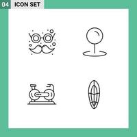Line Pack of 4 Universal Symbols of glasses exercise moustache pointer fittness Editable Vector Design Elements
