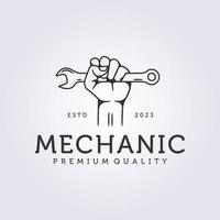 mechanic or technician service maintenance minimal logo linear vector illustration design