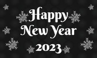 Black And White Happy New Year 2023 With Snowflake Vector Design Template