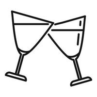 Champagne toast icon outline vector. Drink party vector